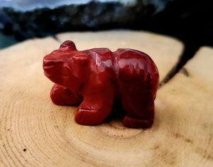 Stone Carved Bear ~ Red Jasper