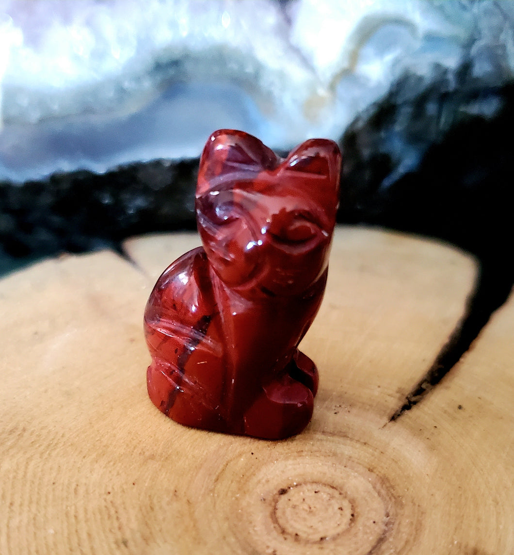 Stone Carved Cat ~ Red Jasper