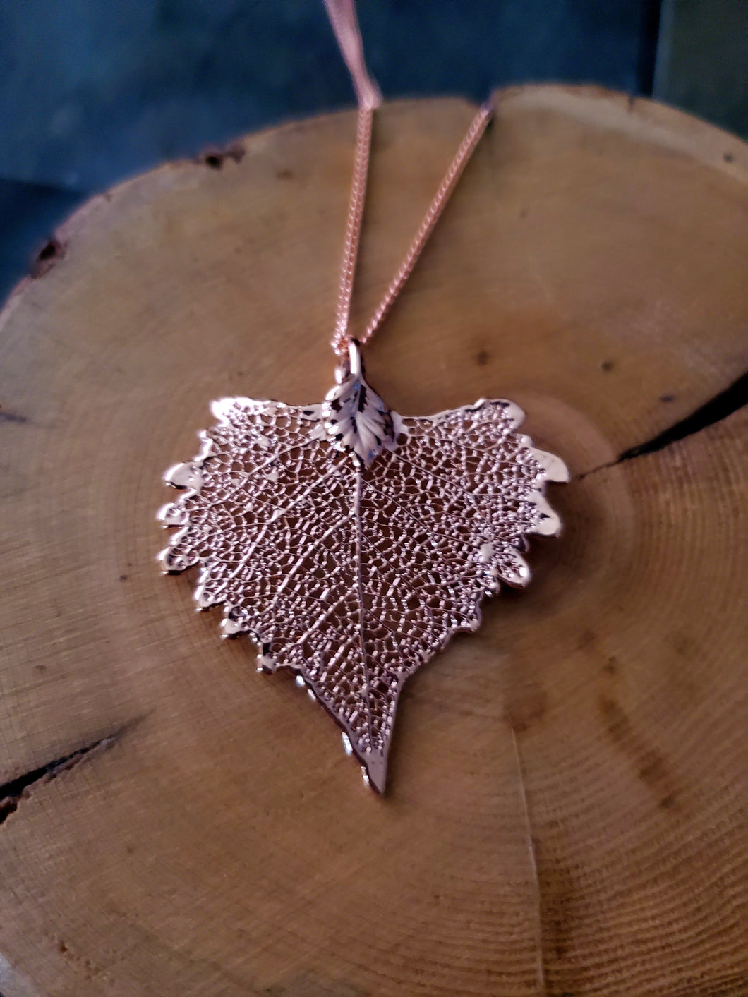 Real Cottonwood Leaf Necklace