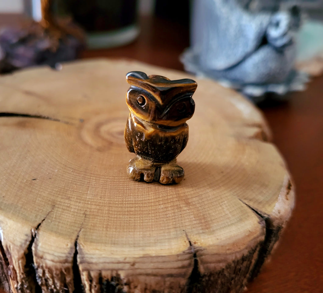 Tiger Eye Carved Owl