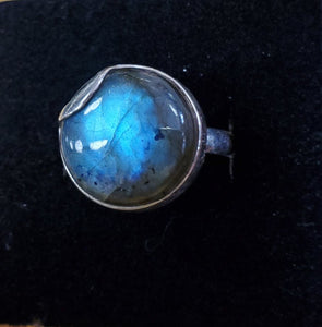 Labradorite Cresent Moon Ring