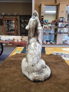 Horse Hair Pottery Large Wolf