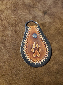 Leather Keyfob Wolf Print