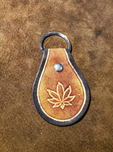 Leather Keyfob Pot Leaf